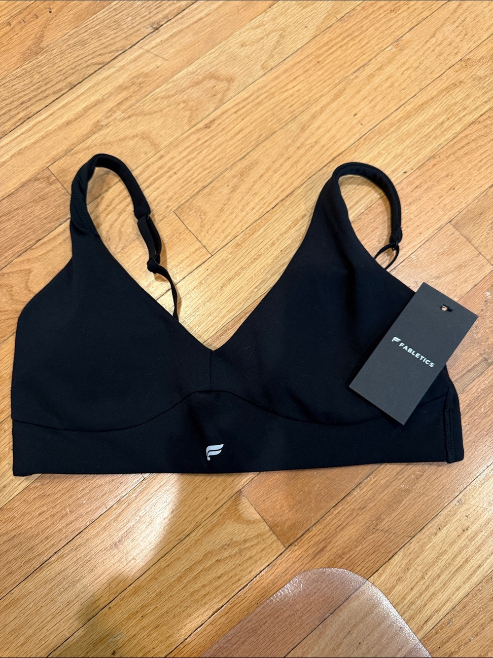 Fabletics Black Adjustable-Strap Seamless Sports Bra
